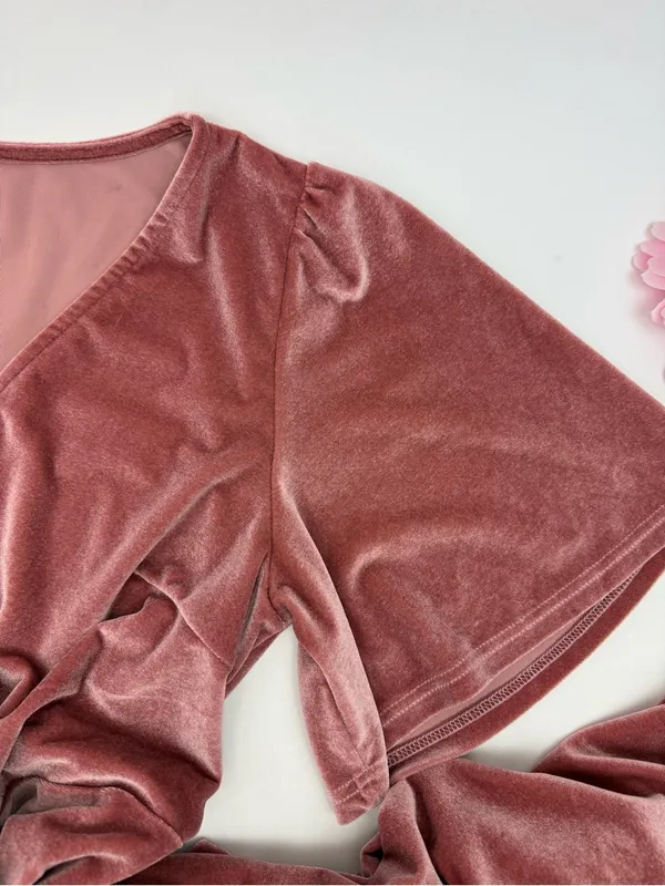 Baltic Born Meghan Velvet Wrap Maxi Dress Blush Pink Mauve Event Evening Wedding - Image 8