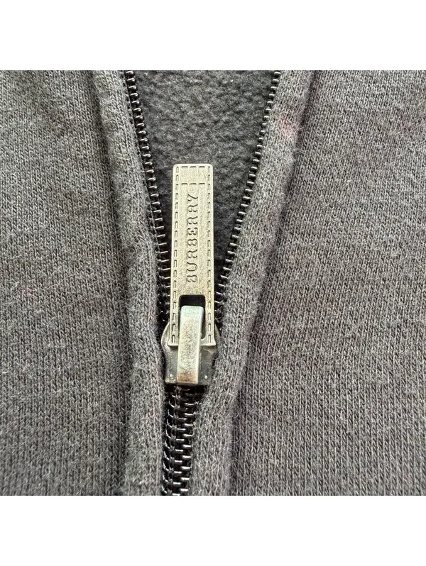 Burberry London Black Full Zip Sweatshirt Jacket Nova Check Trim Women's Medium - Image 10