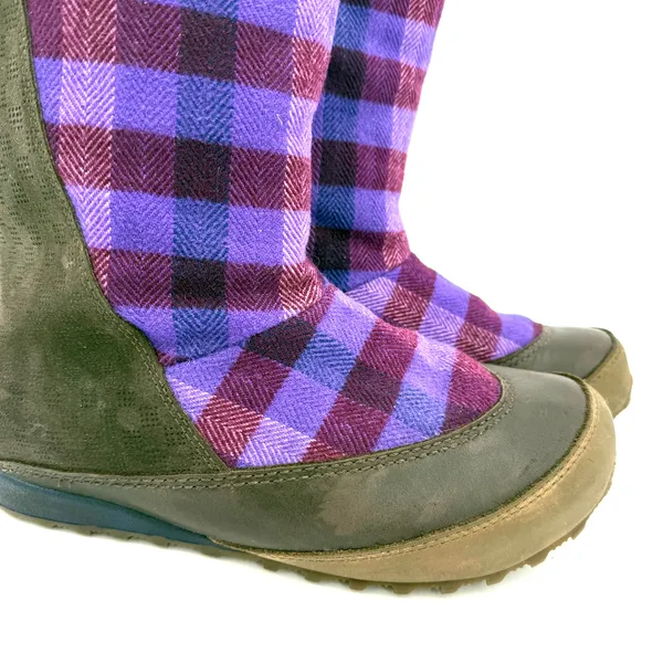 Sorel Women's Mackenzie Purple Plaid Tall Leather Wool Boots Size 7.5 - Image 3