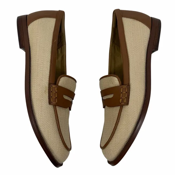 J. Crew Woven Raffia Slip On Penny Loafer Natural Brown Size 7 - Image 7