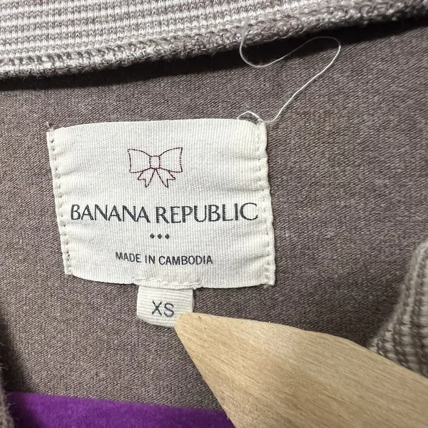 Banana Republic Womens XS Taupe Brown Full‎ Zip Shawl Collar Sweatshirt Jacket - Image 4