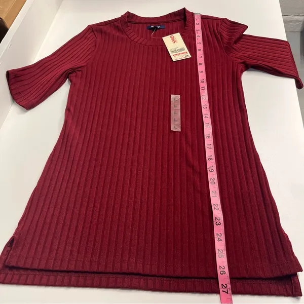 NWT Spao top Korean brand women’s ribbed shirt medium burgundy‎ top stretch - Image 3