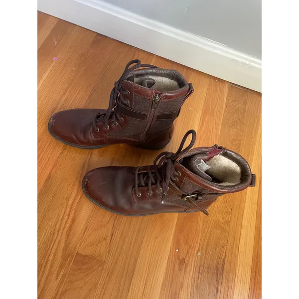 UGG Kesey Waterproof Leather Wool Combat Boot Winter Shearling 8.5 Brown 1005264 - Image 6