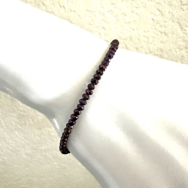 Purple beaded heart charm bracelet - Image 2