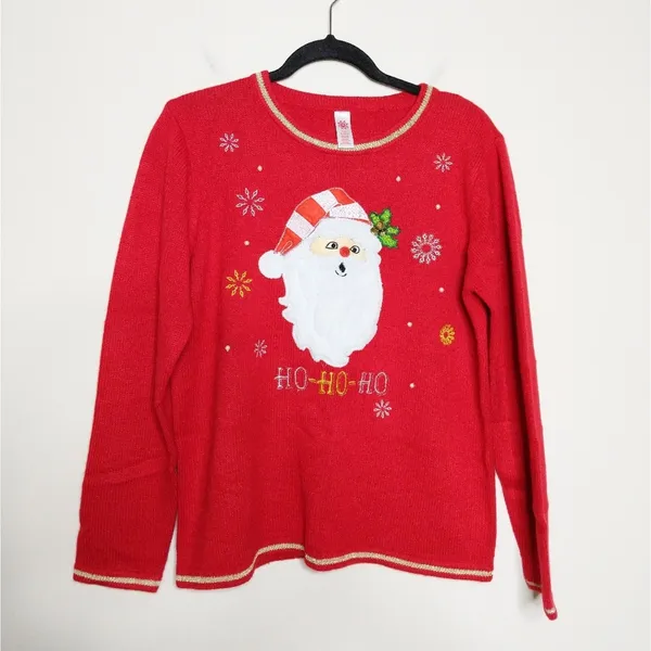 Santa Claus Ho Ho Ho Sweater - Size L - GUC - Image 2
