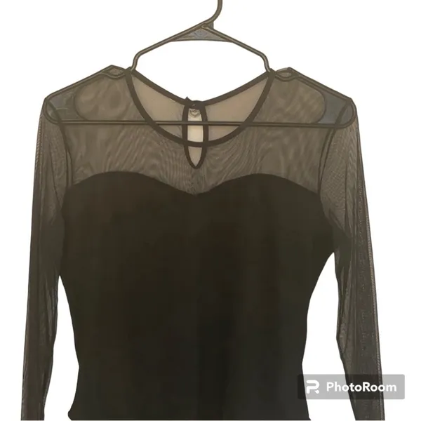 Black sheer vintage 80s size medium bodysuit Velcro bottom - Image 2