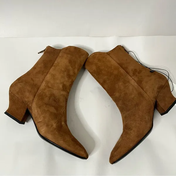 NWT Dorateymur Han Mid Calf Booties Tan Suede Womens Size 35‎ / US 5 - Image 8