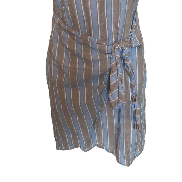 Altar'd State Women's Striped Square Neck Wrap‎ Mini Dress Blue Gray Size Small - Image 4