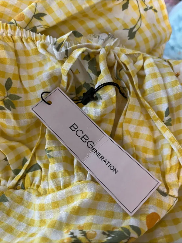 BCBGeneration Yellow‎ Lemon Gingham Dress Large NWT - Image 5