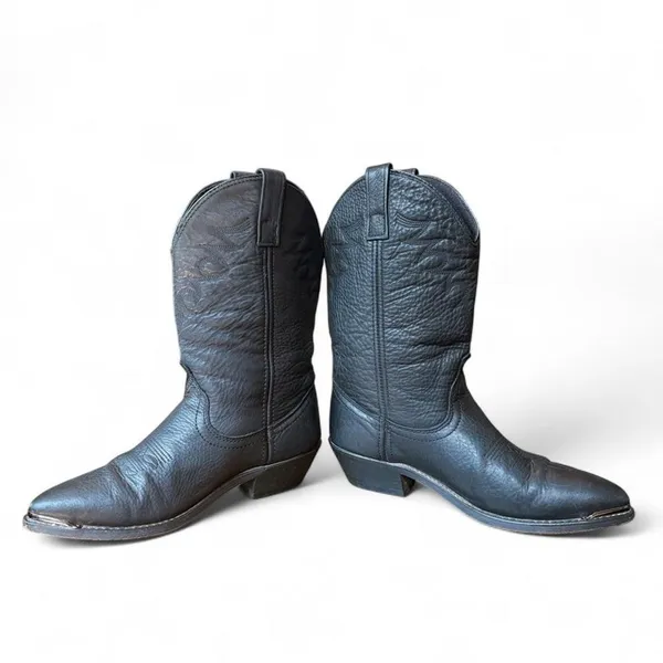 Masterson Boot Co Western Cowboy Boots Women 7.5 Black Leather Metal Toe Tips - Image 6