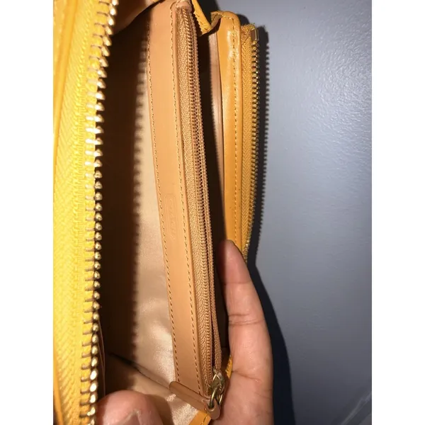 Coach Mustard Tan Leather Slim‎ Zip Wallet 48178 - 8 Credit Card Slots E - Image 6