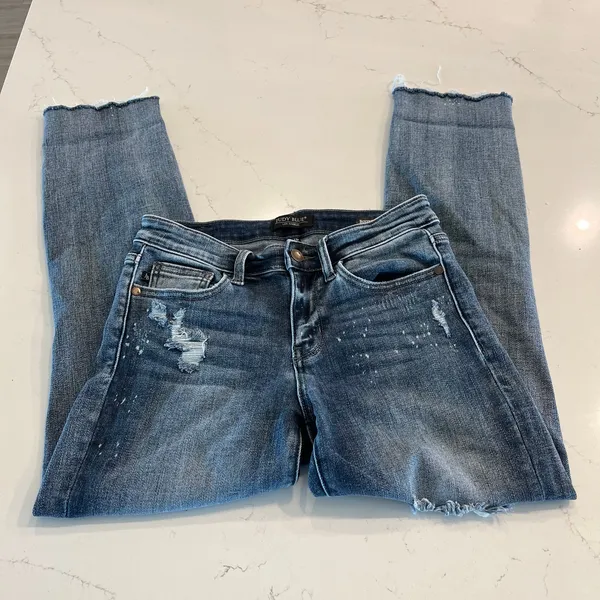 Judy Blue Boyfriend Fit Jeans Size‎ 3 /26 Distressed - Image 3