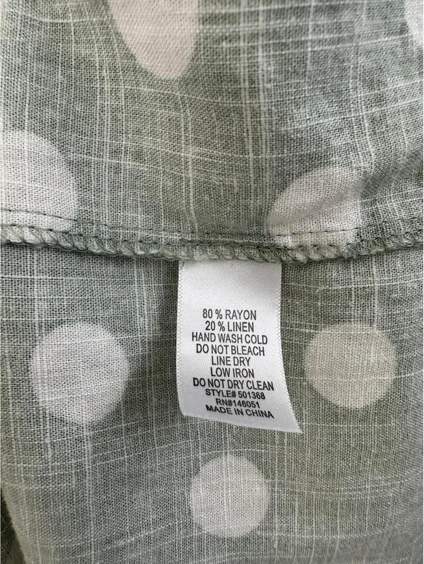 Monteau Linen Blend Polka Dot Midi Dress with Belt Green Size Small - Image 4