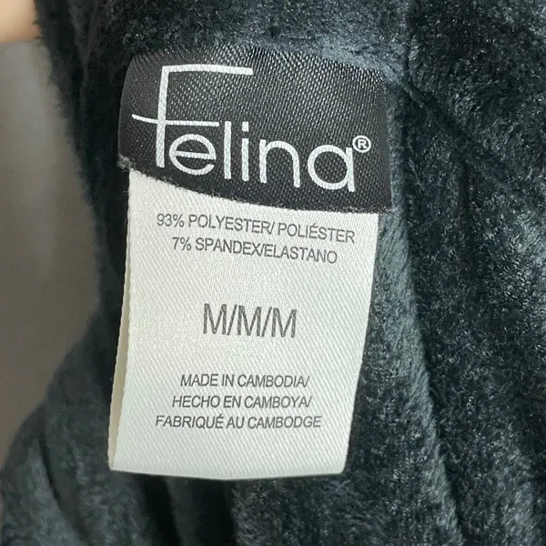 Felina Velour Zip-Up Hoodie Sweatshirt Jacket Black Pockets Women Size Medium - Image 8