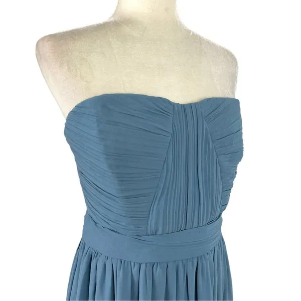 Lulus Endless Glamour Slate Blue Strapless Maxi Dress XL – Pleated Wedding Guest - Image 8