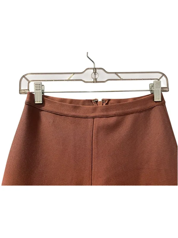 House of CB Tan Thick Knit High Rise Pintuck Flare Dress Pants Size Medium - Image 3