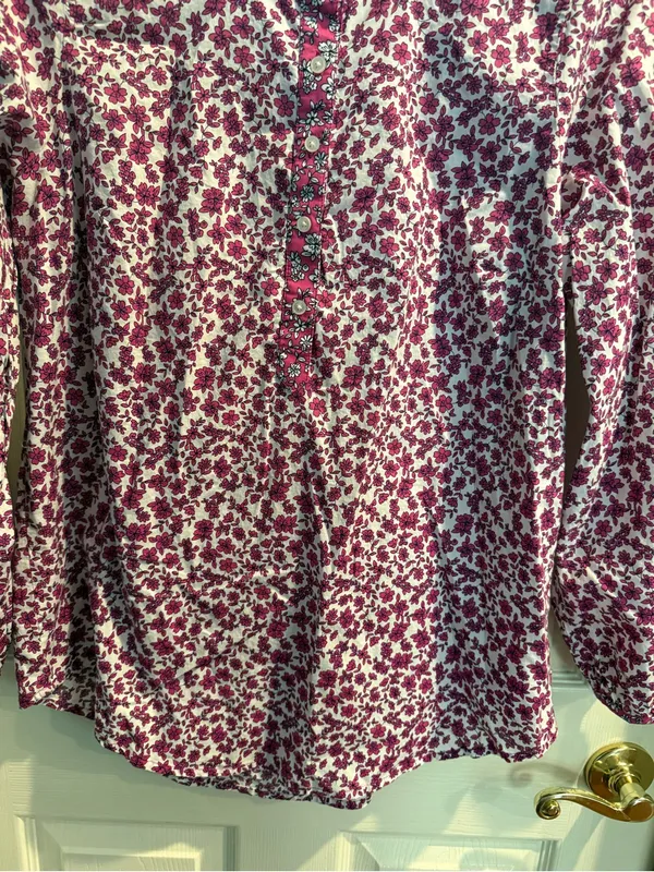 J. Crew Magenta Floral Long Sleeve Top - Image 8