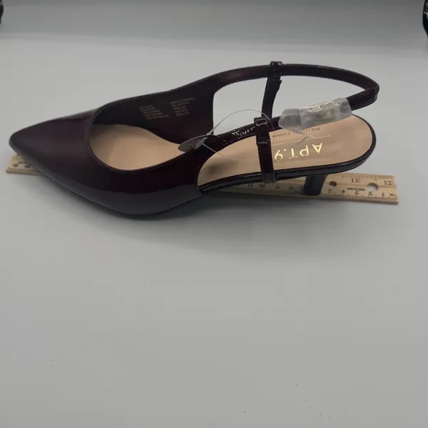 Apt 9 Keerah Wine Size 8.5 M Shoes Patent Leather Strappy Pointed Toe 2.5" Heel - Image 6