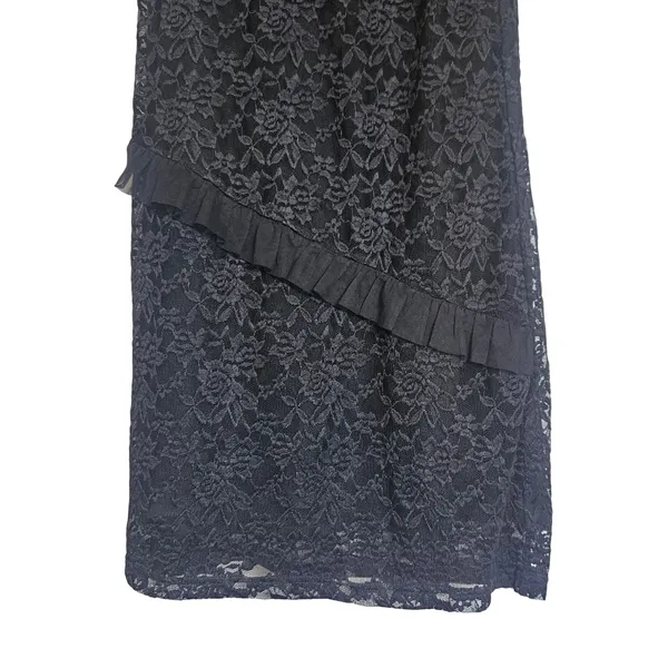More to Come Revolve Black Xandra‎ Strapless Ruffle Lace Cocktail Maxi Dress NWT - Image 4