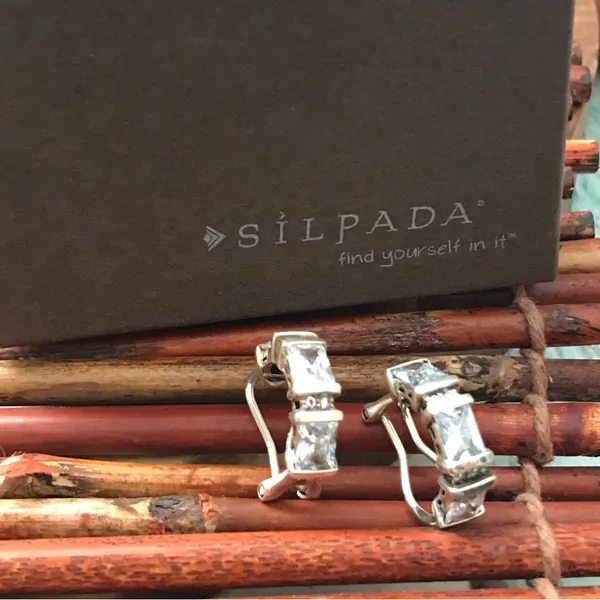 Silpada Sterling Silver Cubic Zirconia Clip on Hoop Earrings - Image 2