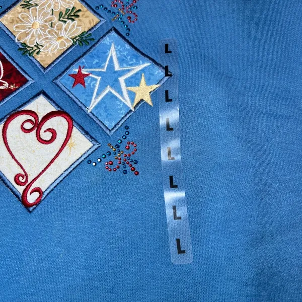 New Vintage M&C Sportswear Womens Size Large Blue Sweatshirt Patriotic Patchwork - Image 12