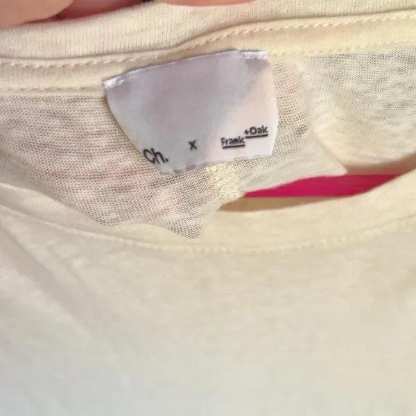 Ch. x Frank & Oak Cream Oversized Slouchy Pocket Tee Coastal Minimalist Small - Image 5