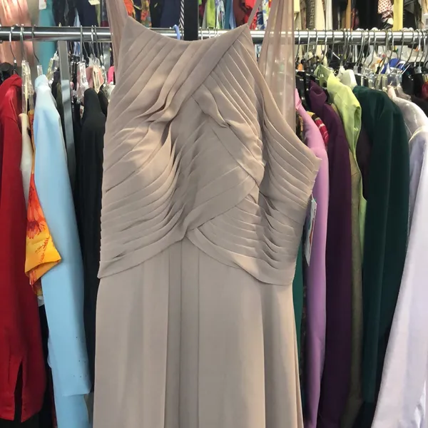 Azazie sz A4 tan long formal dress - Image 2