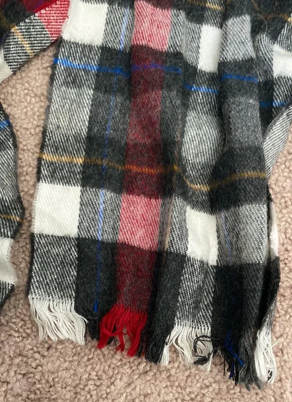 Cashmillion Red & Gray Plaid Cashmilon Acrylic Fringe Scarf Multiple - Image 3