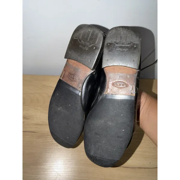 TOD'S Loafers Black Driving Moccasin Leather Women's Size 38 US 7.5 D - Image 8