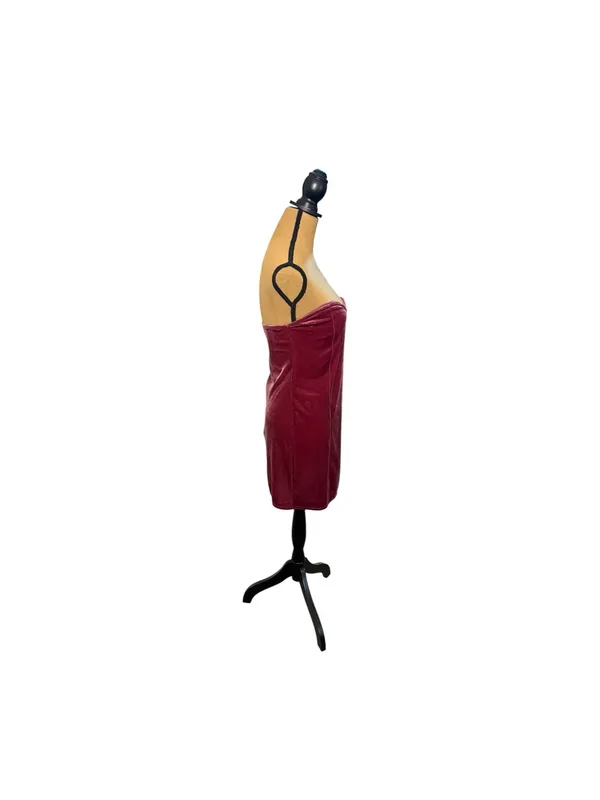Light Before Dark Velvet Mini Dress L Strapless Sweetheart Y2K Burgundy NWT - Image 2
