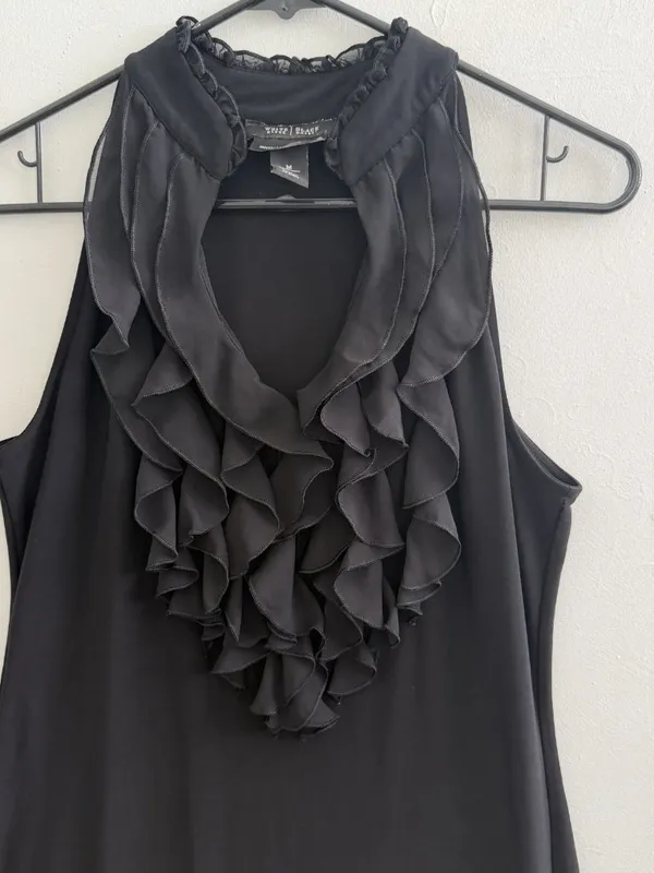 NEW White House Black Market Ruffle Halter Dress Black MEDIUM womens - Image 7
