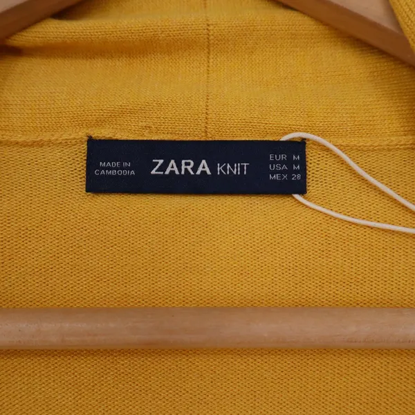 Zara Knit Women's Mustard Yellow Longline Belted Cardigan Sweater Size M - Image 2