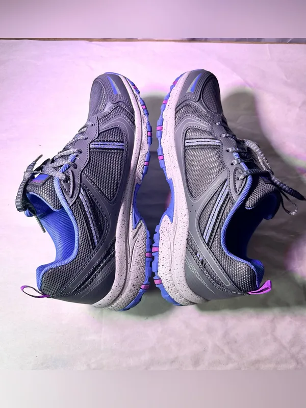 Skechers Gray Athletic Walking Shoe with Purple & Light Blue Accents - Image 8