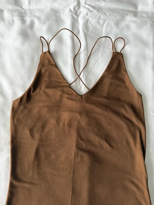 Brown Strappy Tank Top - Image 2