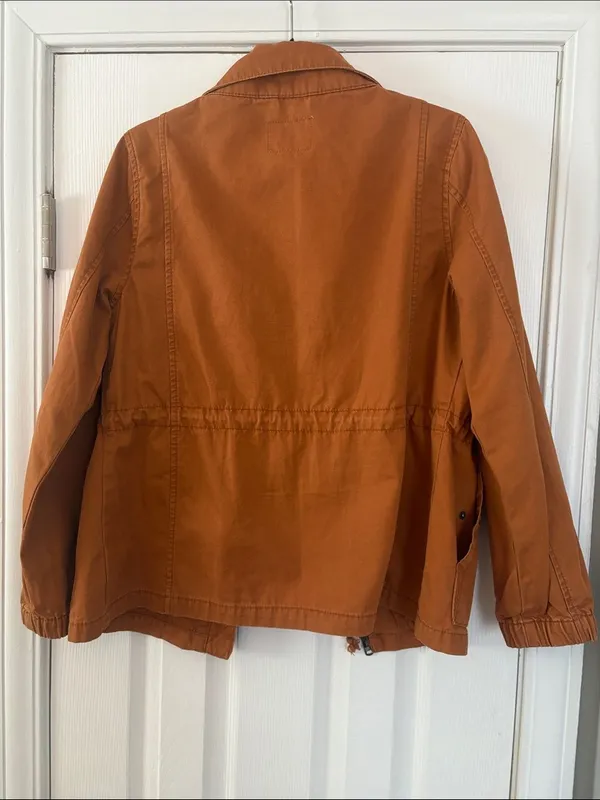 Old Navy Burnt Orange Rust Canvas Utility Field Jacket Drawstring Waist Medium M - Image 6