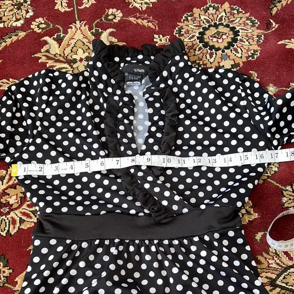 Chic Black‎ and White Polka Dot Midi Dress Hypnotik Size M - Image 4