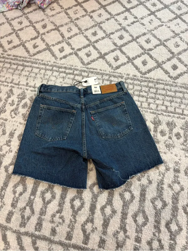 Levi's Women’s Dark Blue Relaxed Cut Denim Shorts (longer hem) - Image 4