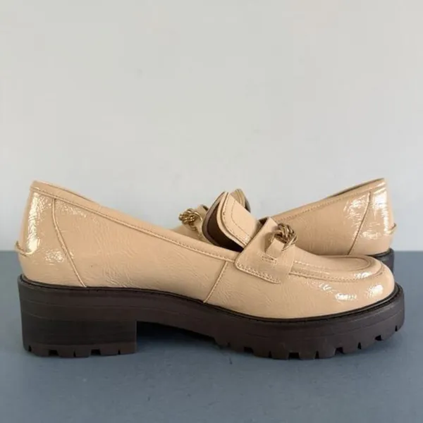 Sam‎ Edelman Taelor Chain Lug Sole Patent Leather Wheat Platform Loafers - Image 6
