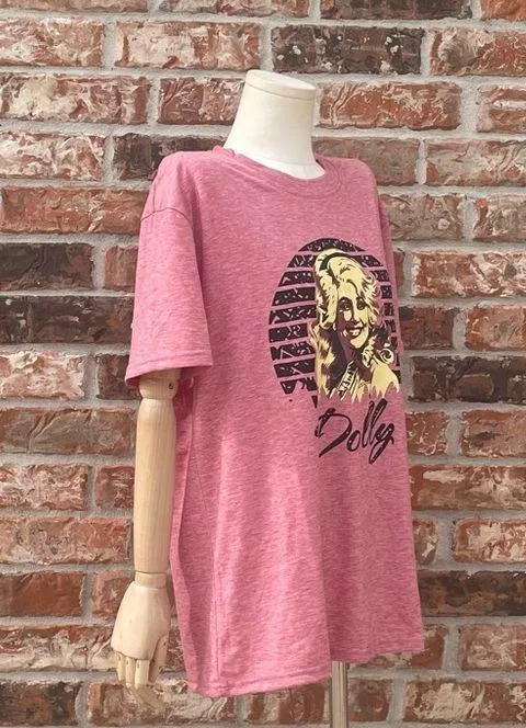 Pink Dolly Parton screen printed tee / XXL / New without tags - Image 9