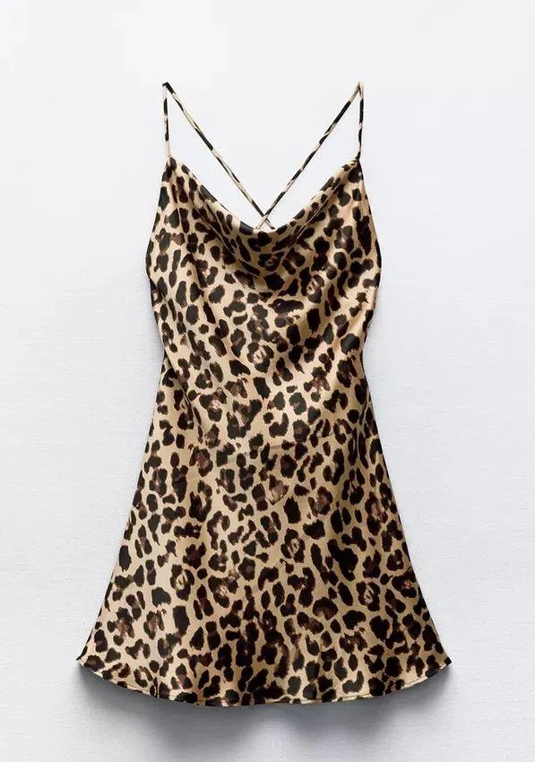 ZARA mini dress cheetah animal print open back evening wedding cocktail party - Image 10