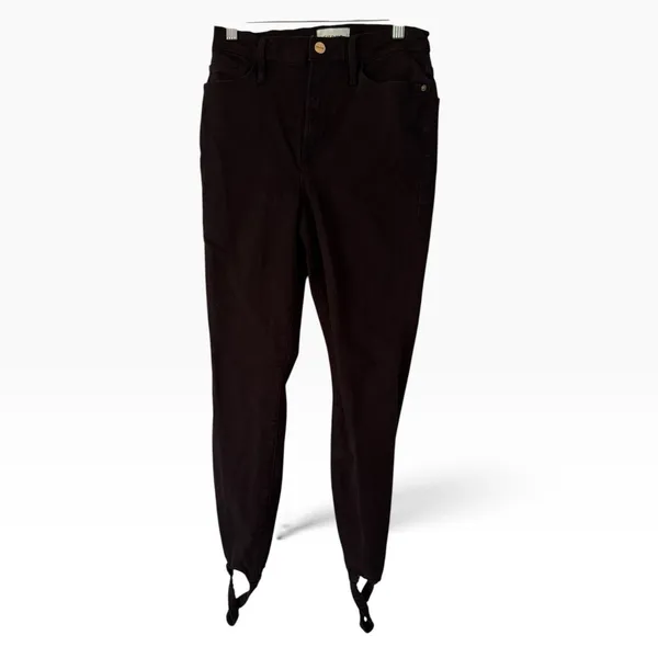 FRAME Le Pixie Ali Cigarette Stirrup Black Skinny Stretch High Rise Jeans Sz 26 - Image 2