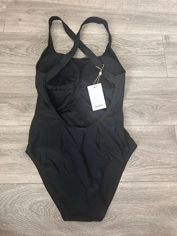New Quince Cross-Back One-Piece Swimsuit in Black Size Large - Image 11