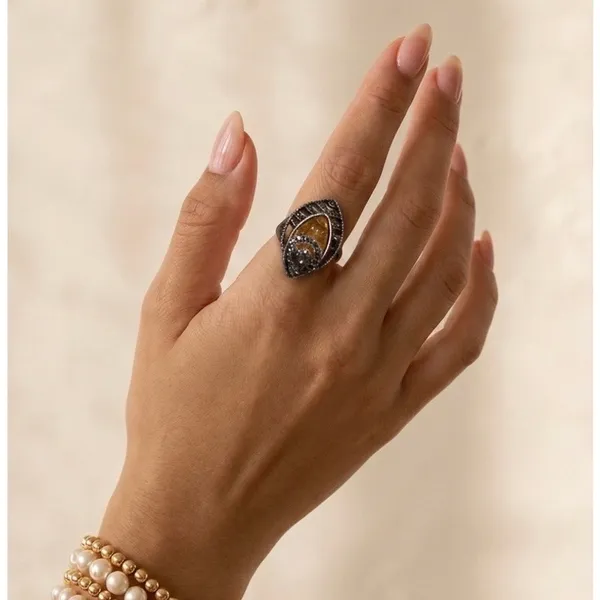 Vintage Style Cocktail Ring Silver - Image 2