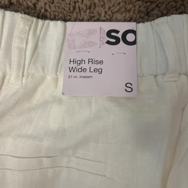 SO Cream Wide Leg Linen Pants White - Image 6