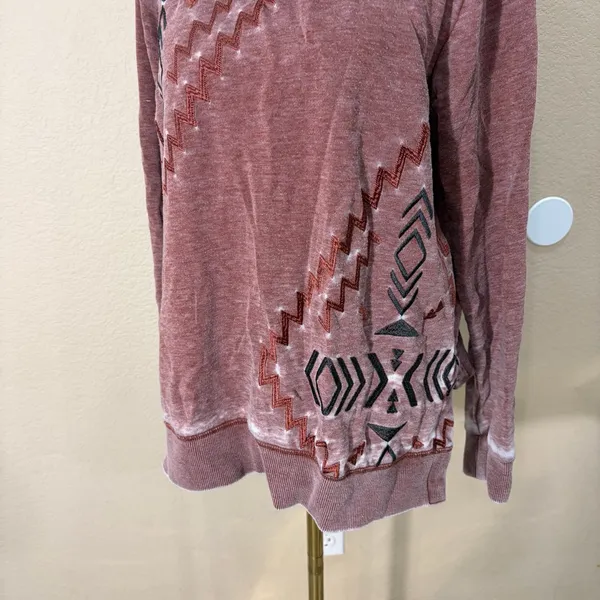 Ariat Women's Sweatshirt Turtleneck Maroon Aztec Native Western Sz M Biker Boho - Image 3