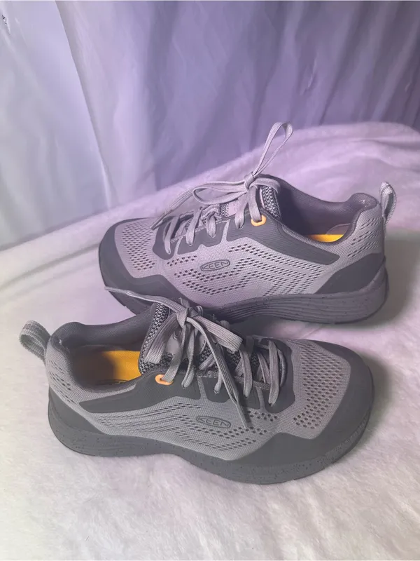 Keen Gray Mesh Athletic Sneaker with Orange Accent - Image 4