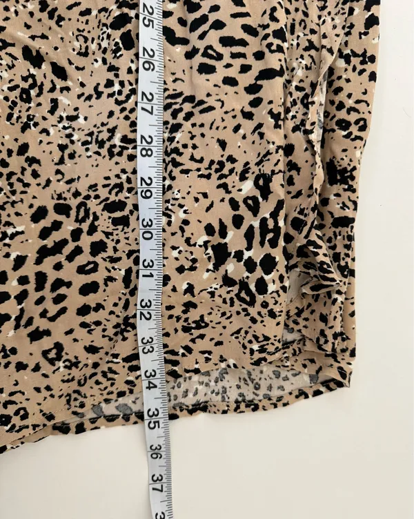 Maurices Animal Print High Rise Faux Wrap Midi Skirt Tan Black - Image 9