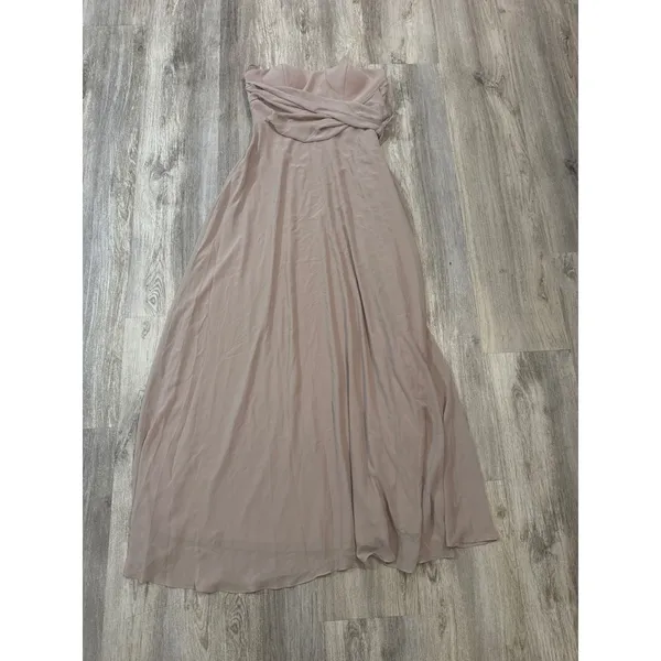 Birdy Grey Kira Chiffon Taupe Convertible One Shoulder Maxi‎ Dress Size Medium - Image 2