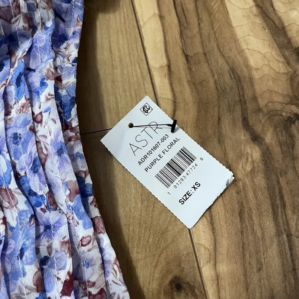 ASTR The Label Purple Floral Smocked Off The Shoulder Long Dress XS Cottagecore - Image 2