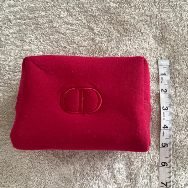 Christian Dior Red Cosmetic Bag with Gold Accents Valentine’s Day essential - Image 3